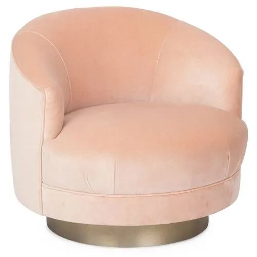 Edie Swivel Chair - Blush Velvet - Kim Salmela - Handcrafted