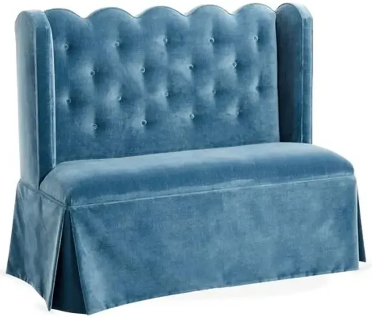 Regina Scallop Banquette - Handcrafted - Blue