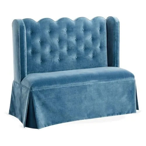 Regina Scallop Banquette - Handcrafted - Blue