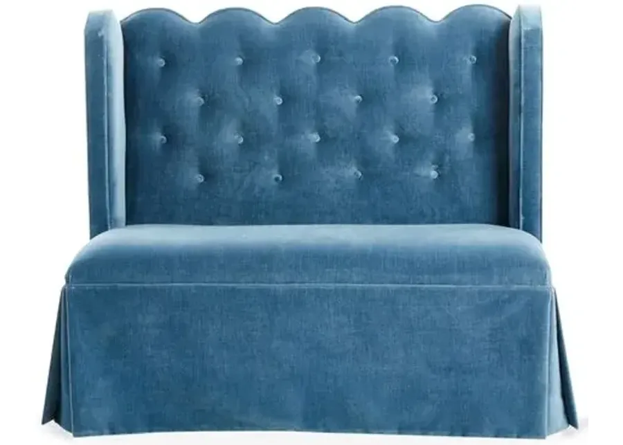 Regina Scallop Banquette - Handcrafted - Blue