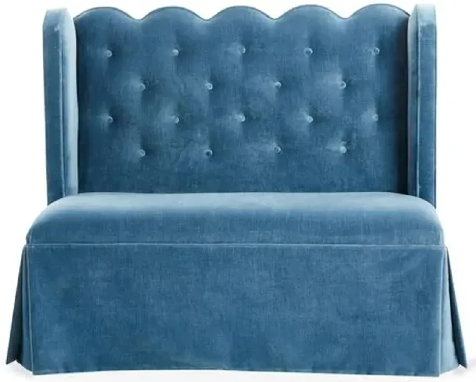 Regina Scallop Banquette - Handcrafted - Blue