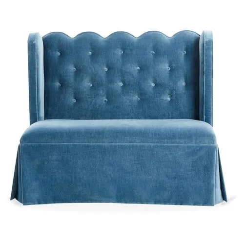 Regina Scallop Banquette - Handcrafted - Blue