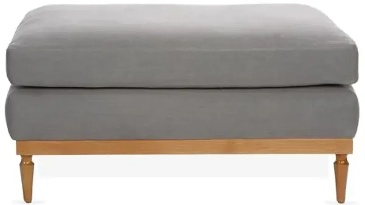 Sutton Linen Ottoman - Gray