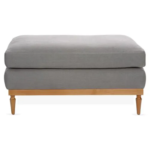 Sutton Linen Ottoman - Gray