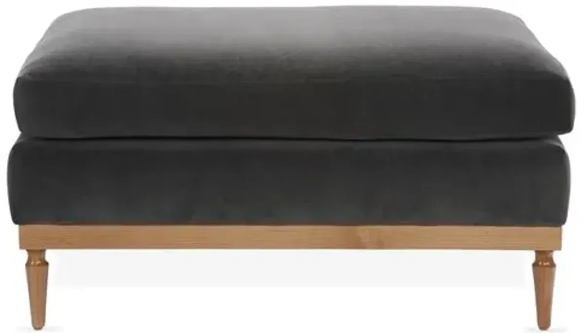 Sutton Velvet Ottoman - Gray