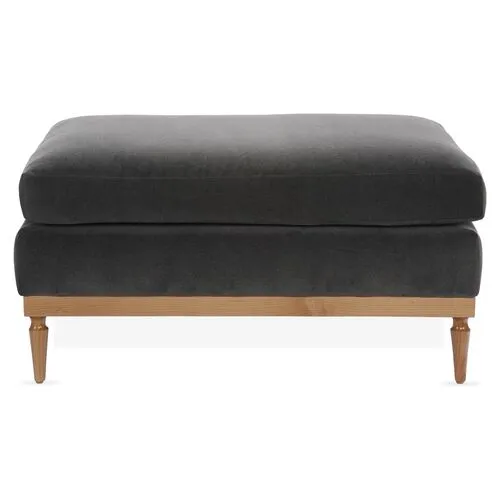 Sutton Velvet Ottoman - Gray