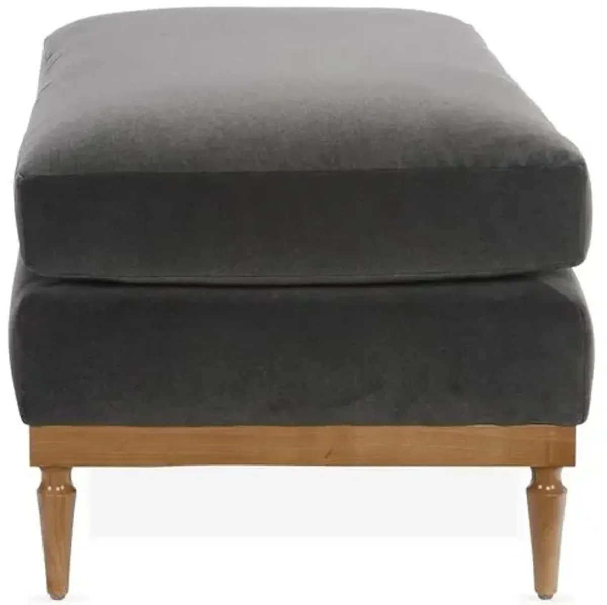 Sutton Velvet Ottoman - Gray