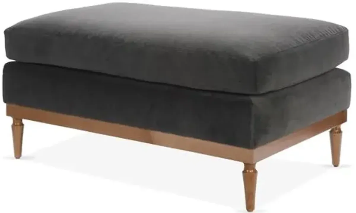 Sutton Velvet Ottoman - Gray