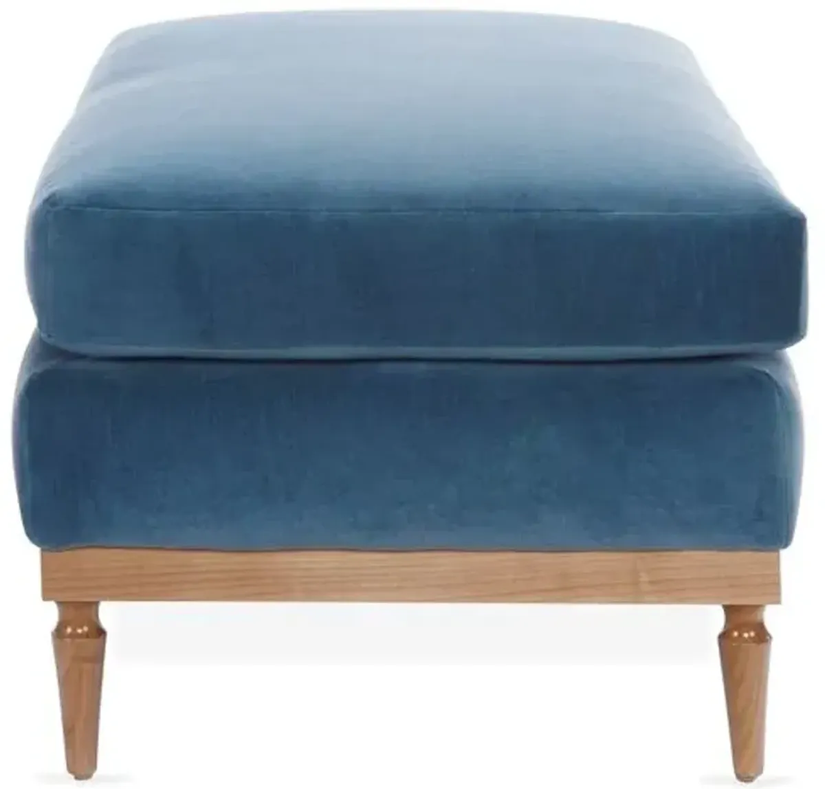 Sutton Velvet Ottoman - Blue