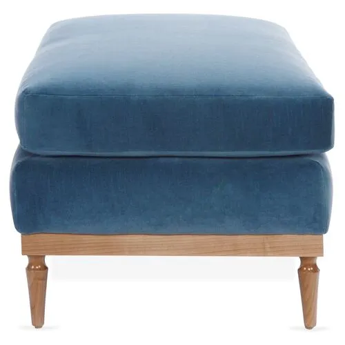 Sutton Velvet Ottoman - Blue