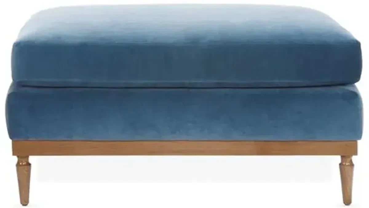 Sutton Velvet Ottoman - Blue