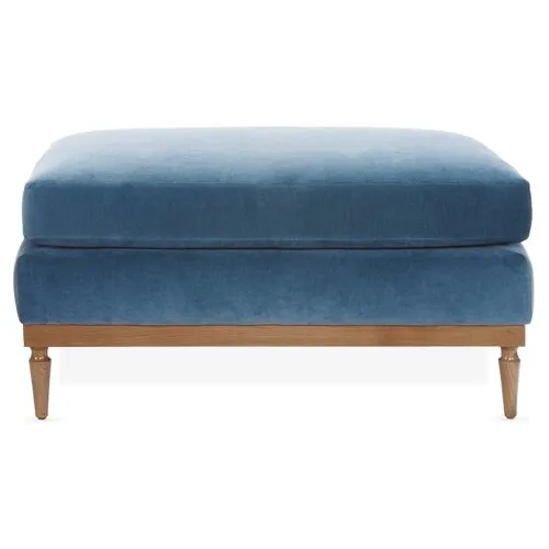 Sutton Velvet Ottoman - Blue