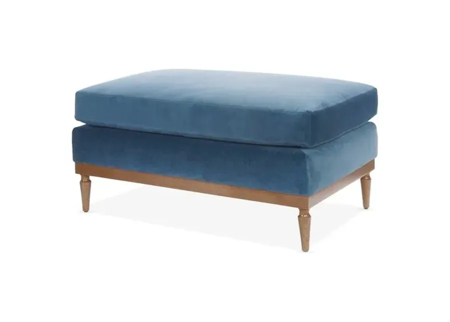 Sutton Velvet Ottoman - Blue