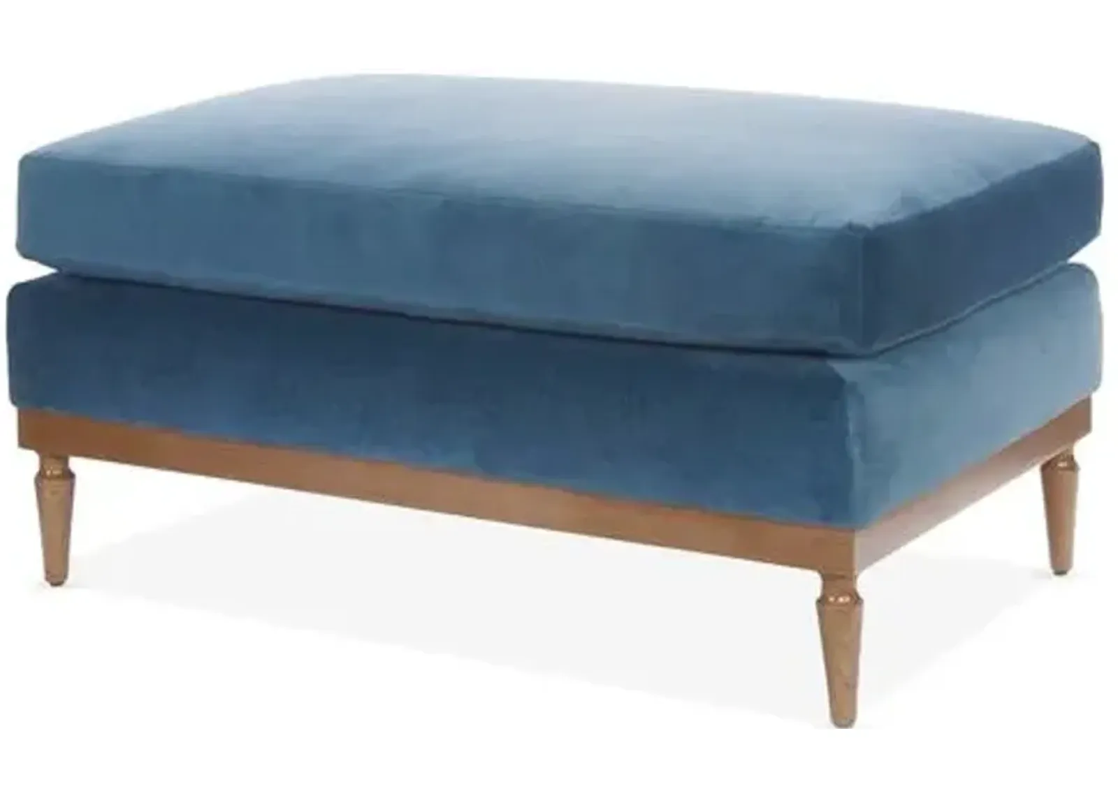 Sutton Velvet Ottoman - Blue