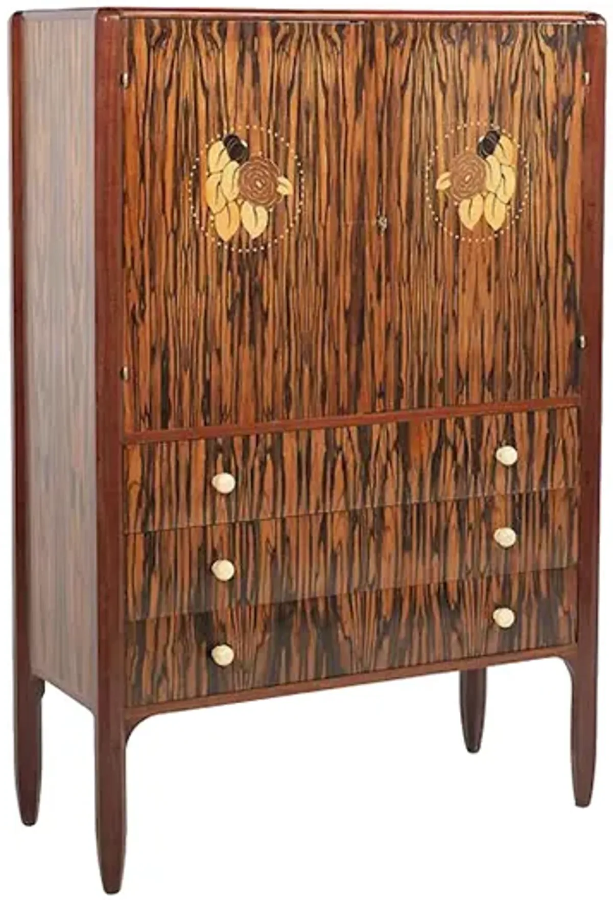 Art Deco Macassar & Acajou Cabinet - Vermilion Designs - Brown