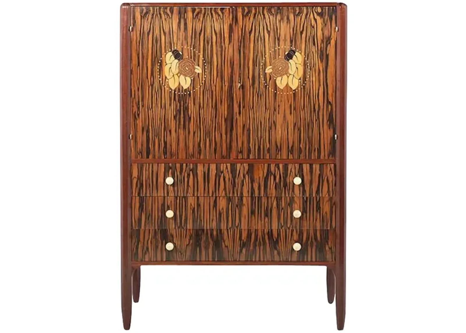 Art Deco Macassar & Acajou Cabinet - Vermilion Designs - Brown