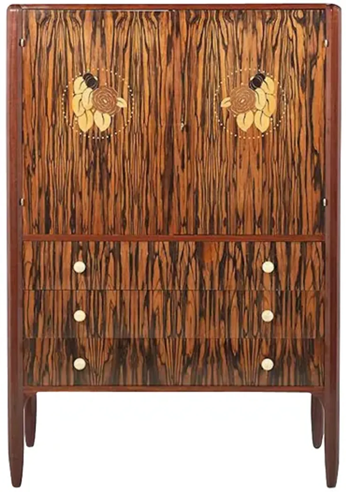 Art Deco Macassar & Acajou Cabinet - Vermilion Designs - Brown