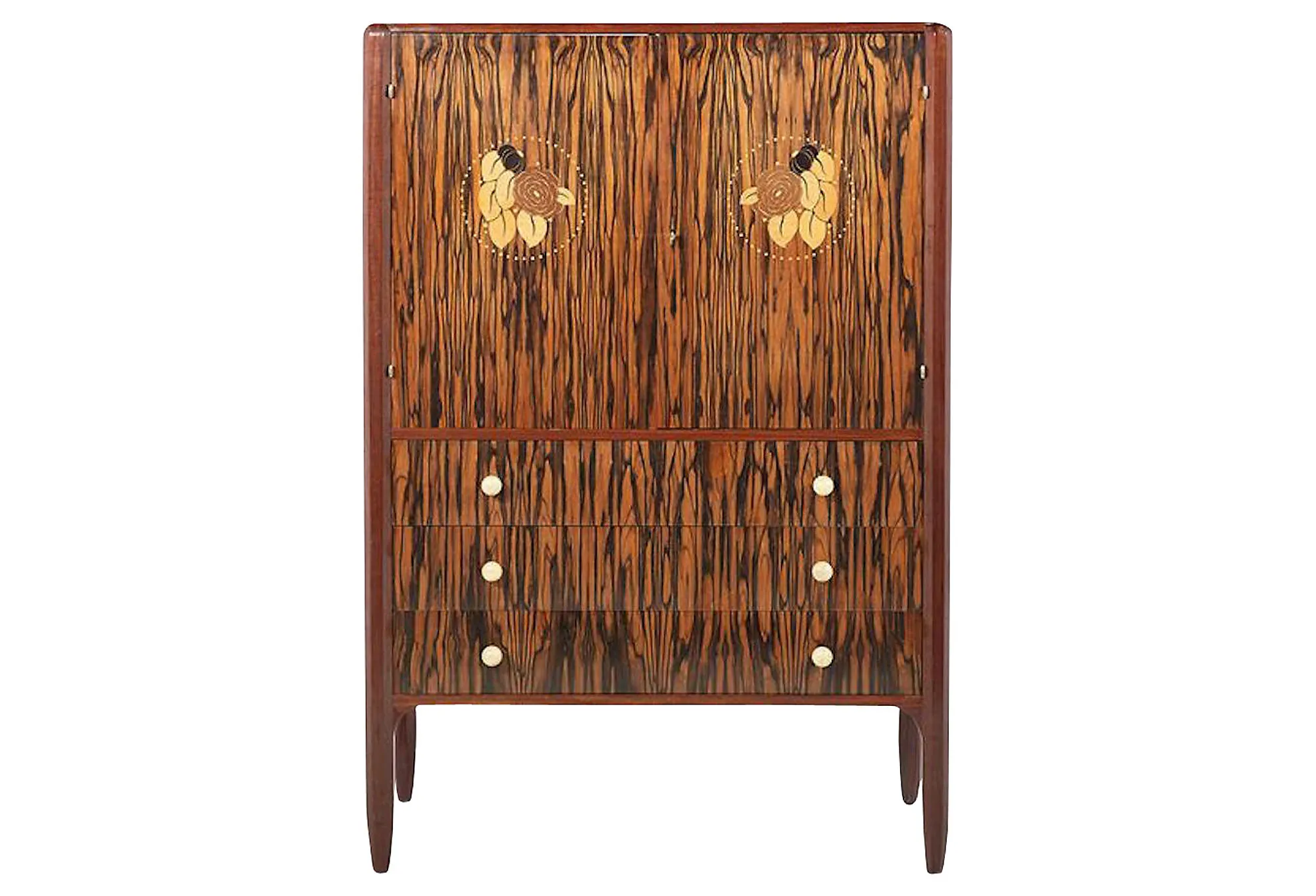 Art Deco Macassar & Acajou Cabinet - Vermilion Designs - Brown