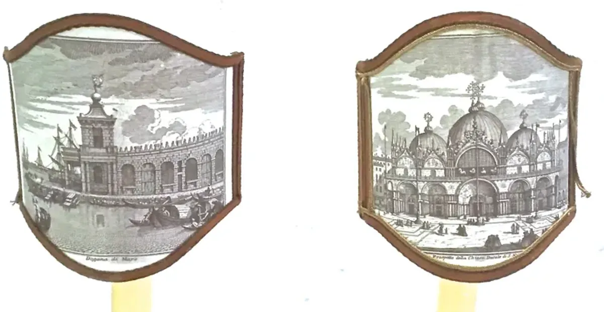 Venice Scenes Ebonized Candleholders - Pr - Vermilion Designs - Gray