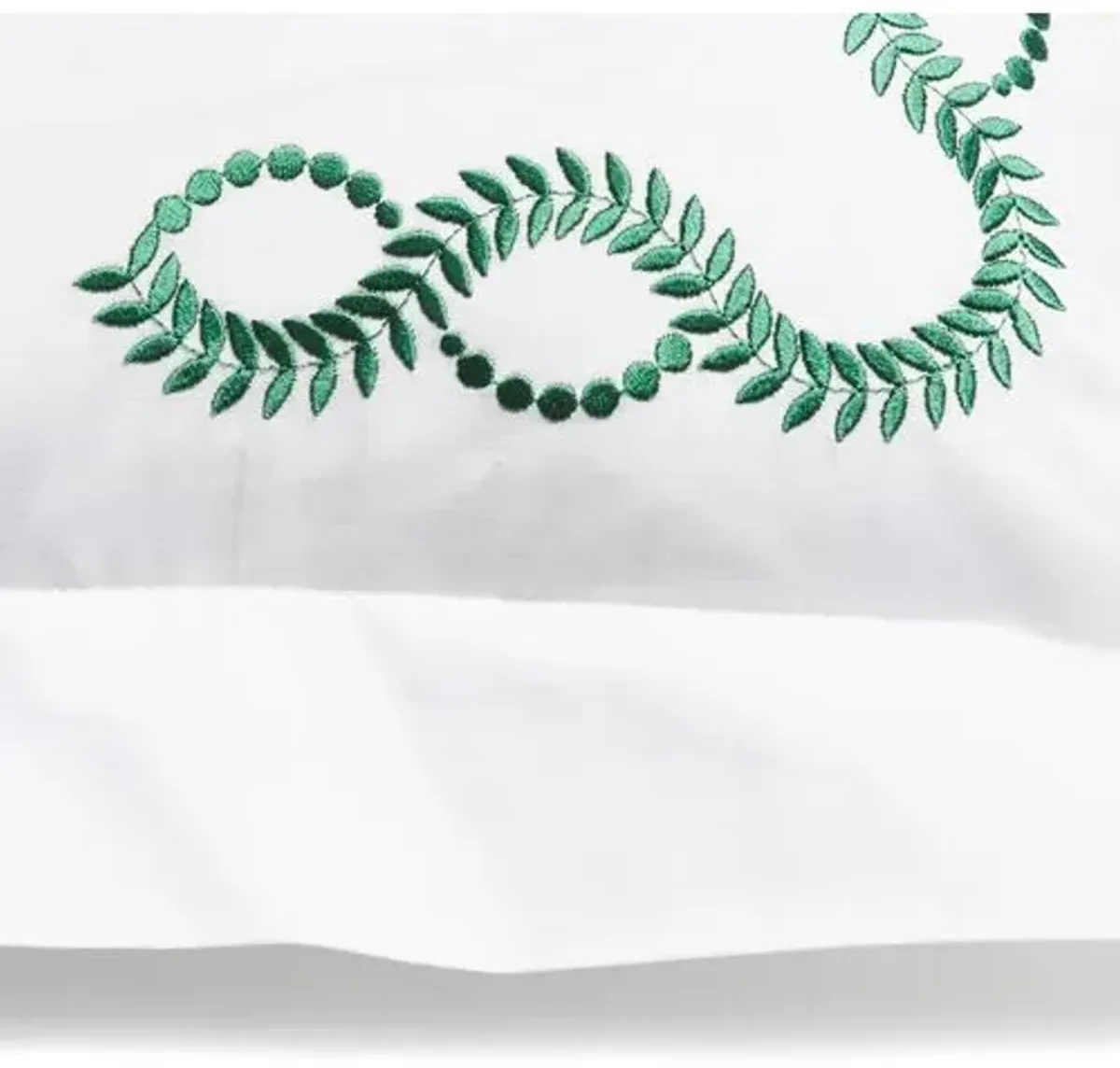 Wheat Monogram Boudoir Sham - White/Green - Hamburg House