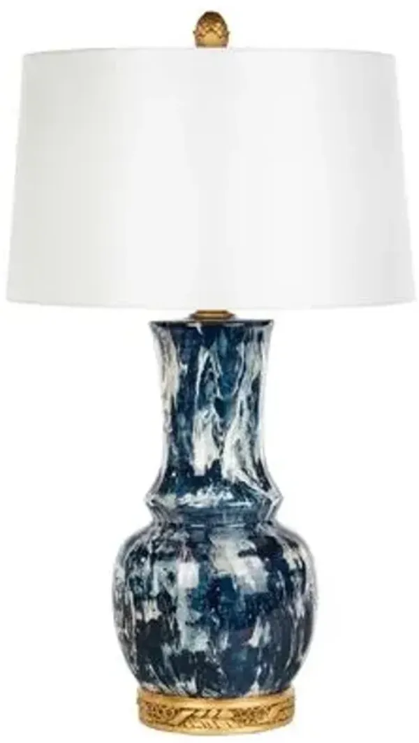 Garvey Table Lamp - Blue/White - Bradburn Home