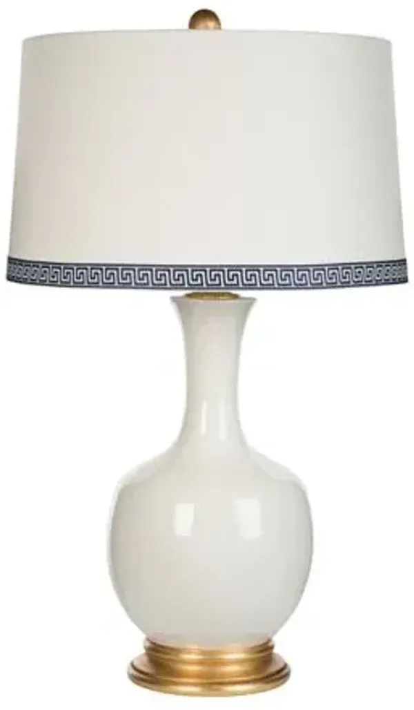 Volos Greek Key Table Lamp - White/Gold - Bradburn Home