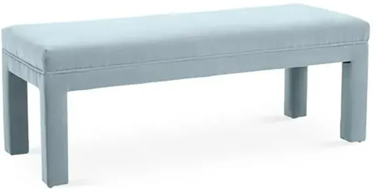 Brittany Upholstered Bench - Velvet - Kim Salmela - Handcrafted - Blue