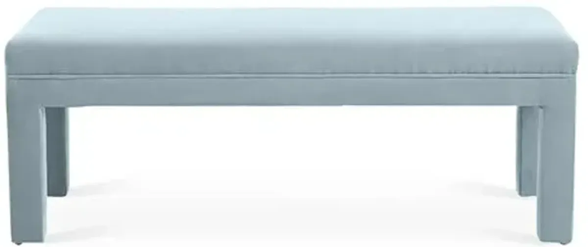 Brittany Upholstered Bench - Velvet - Kim Salmela - Handcrafted - Blue