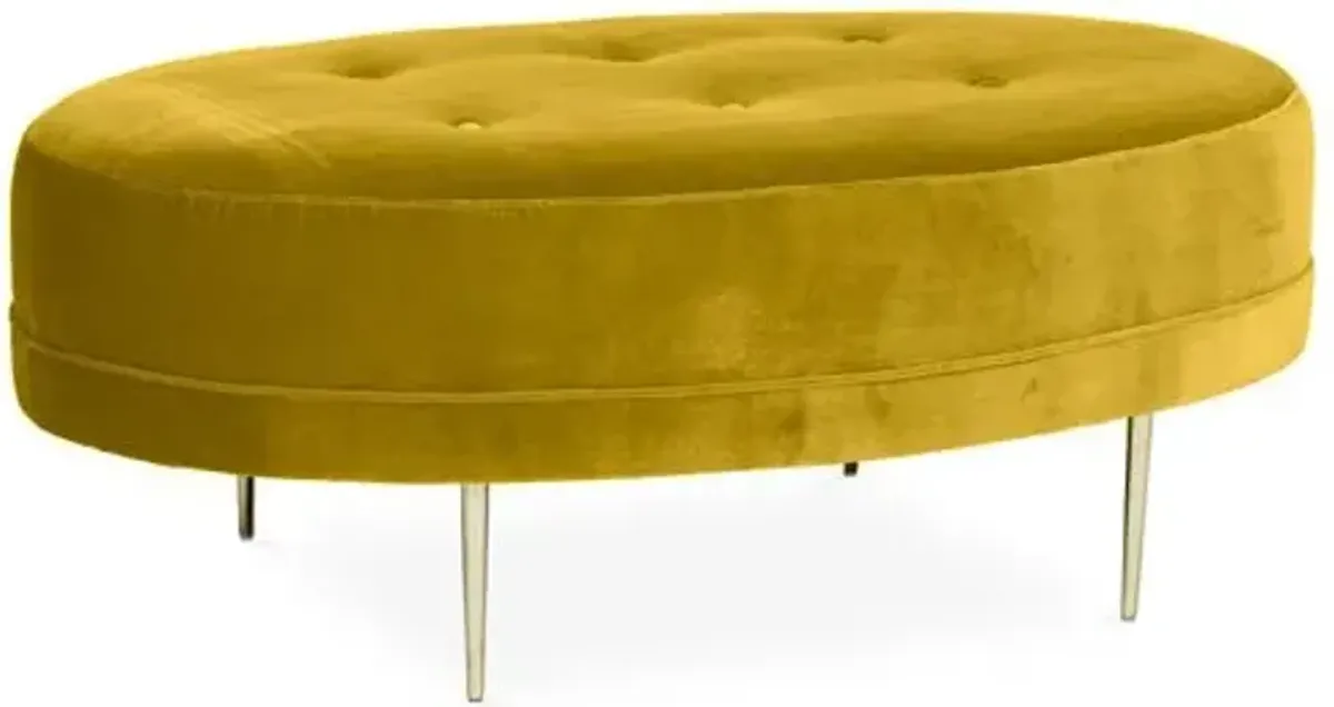 Avalon Cocktail Ottoman - Velvet - Kim Salmela - Handcrafted - Yellow