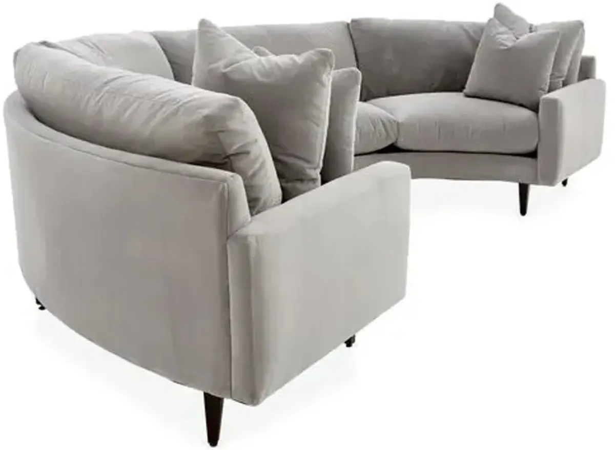 Onslow Velvet Curved Sectional - Gray