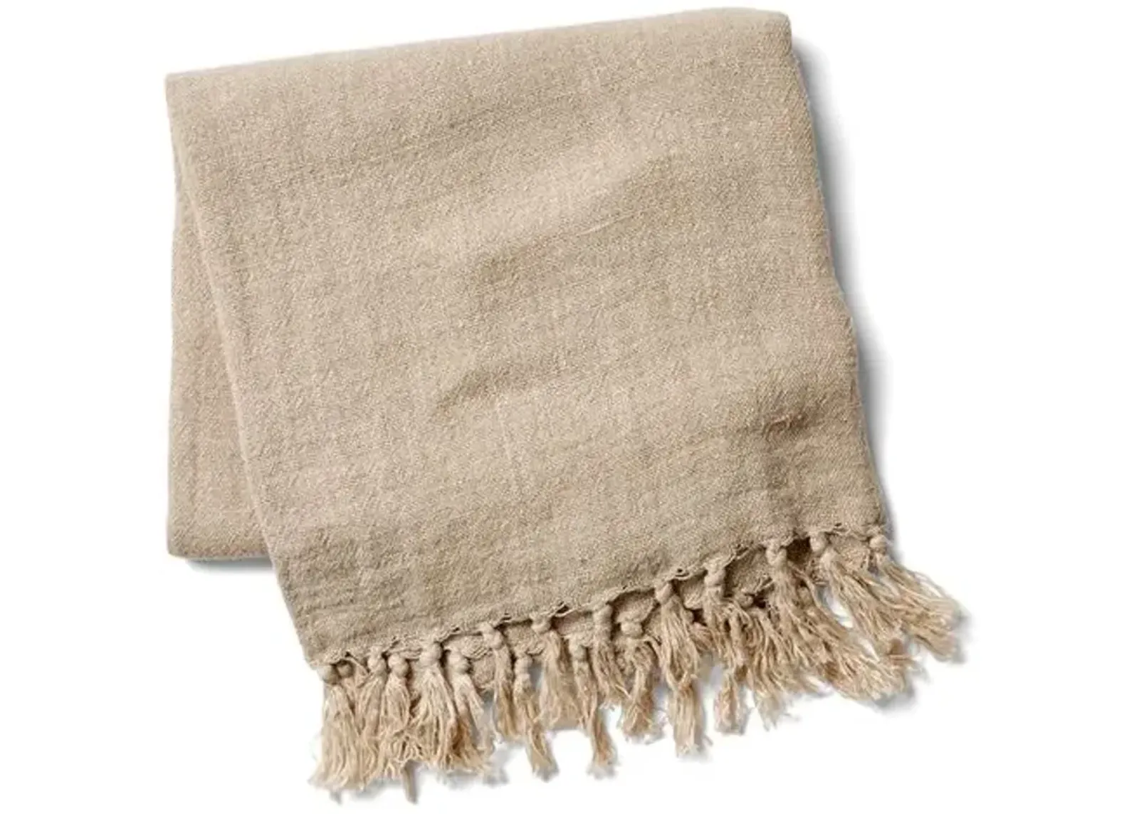 Montauk Linen Throw - Natural - Pom Pom at Home - Beige, Fringed