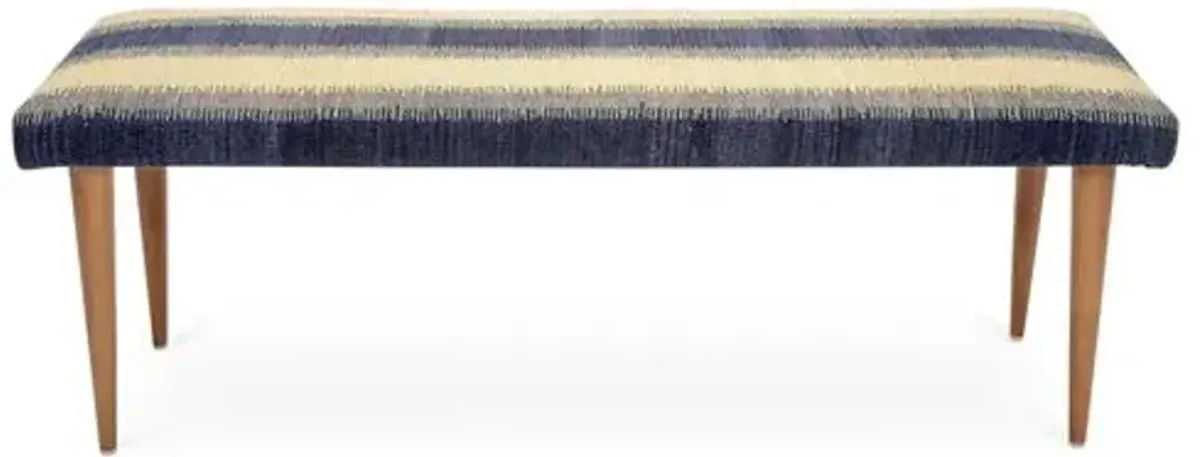 Adolfo Stripe Kilim Bench - Blue - Le-Coterie