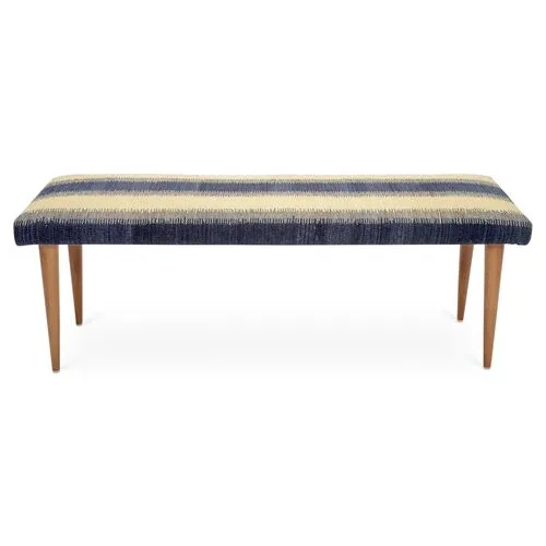 Adolfo Stripe Kilim Bench - Blue - Le-Coterie