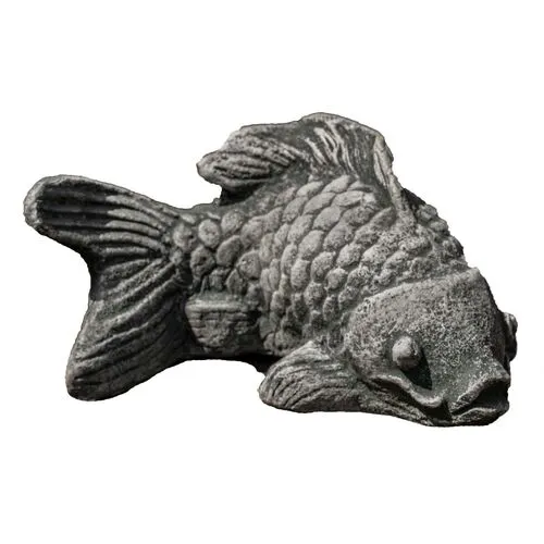 7" Coy Koi Outdoor Statue - Alpine Stone - Campania International - Gray