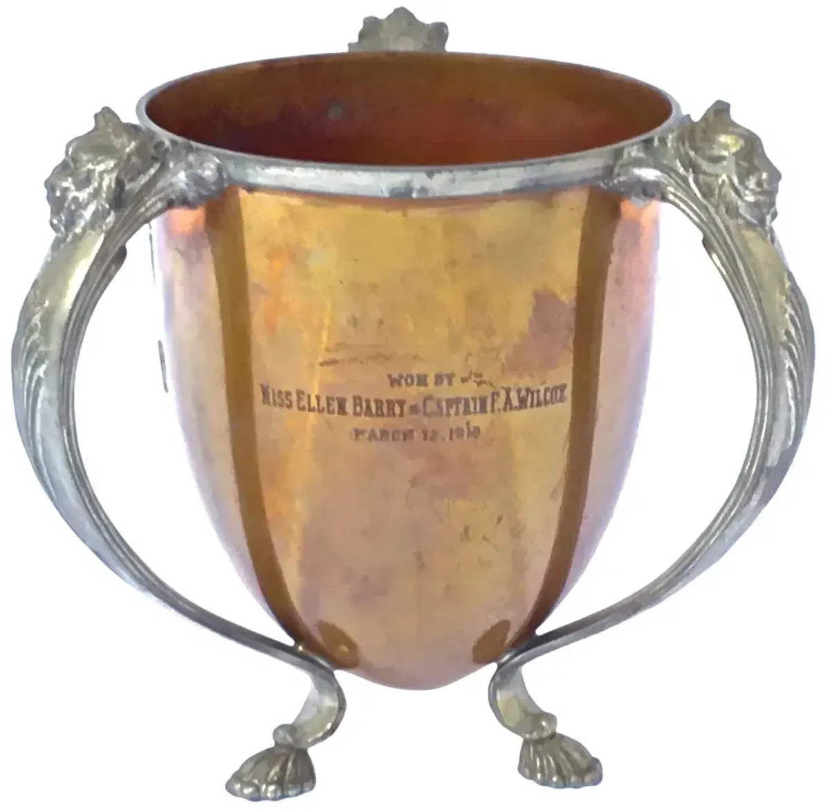 Tennis Silverplate & Copper Trophy Cup - Vermilion Designs - Gray