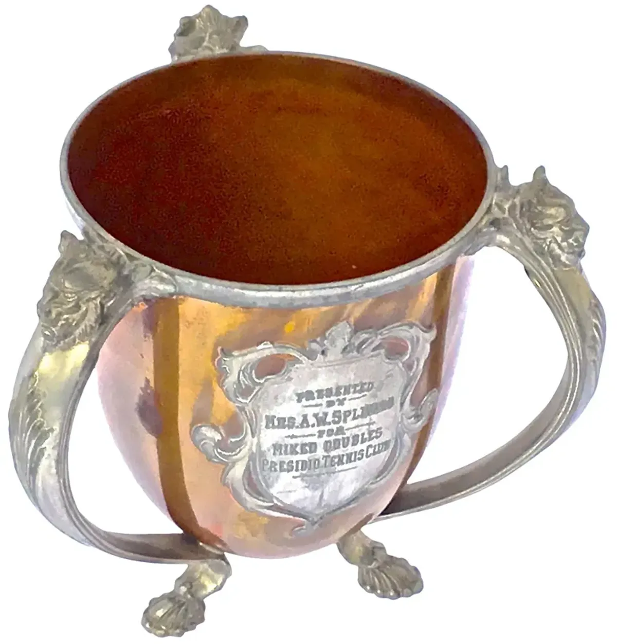 Tennis Silverplate & Copper Trophy Cup - Vermilion Designs - Gray