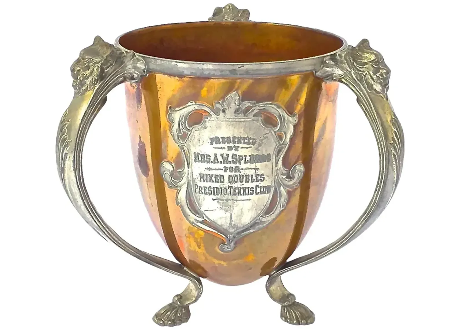 Tennis Silverplate & Copper Trophy Cup - Vermilion Designs - Gray