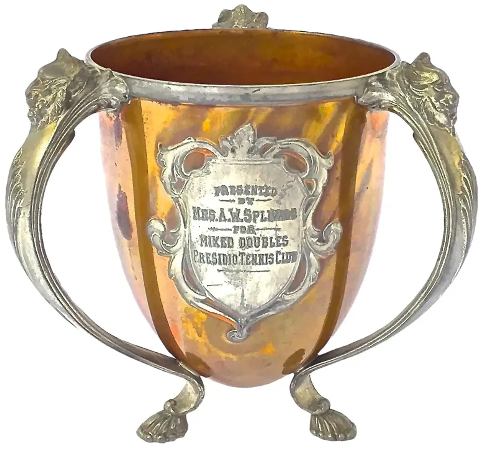 Tennis Silverplate & Copper Trophy Cup - Vermilion Designs - Gray