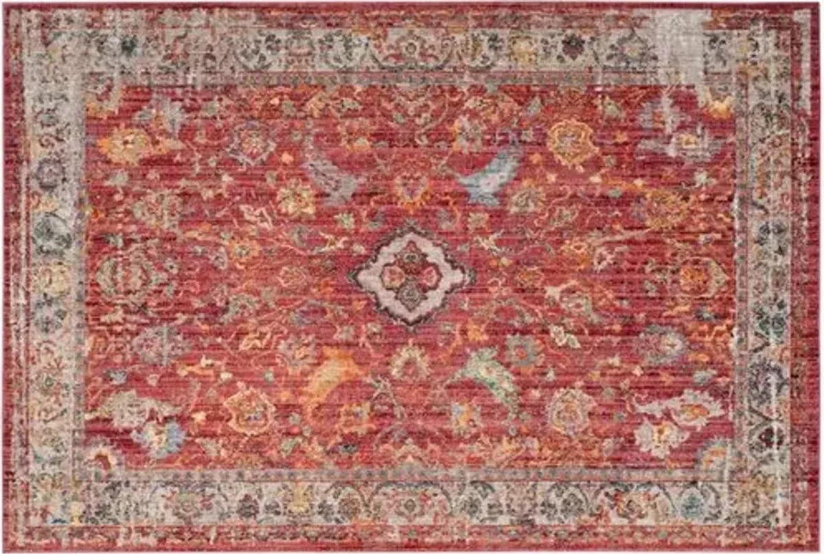 Tolica Rug - Rose/Light Gray - Red - Red