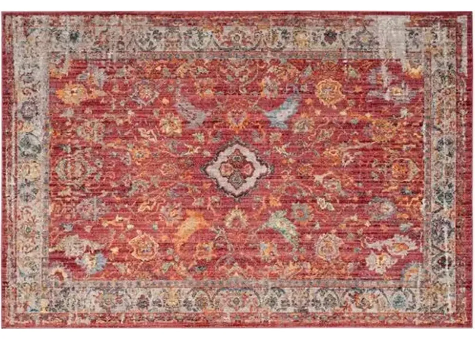 Tolica Rug - Rose/Light Gray - Red - Red