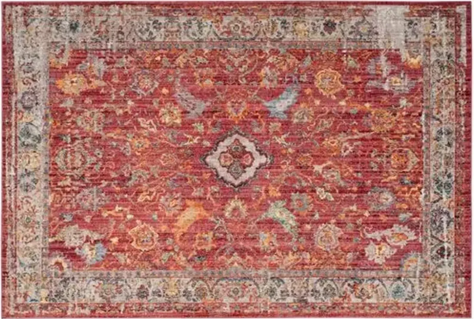 Tolica Rug - Rose/Light Gray - Red - Red