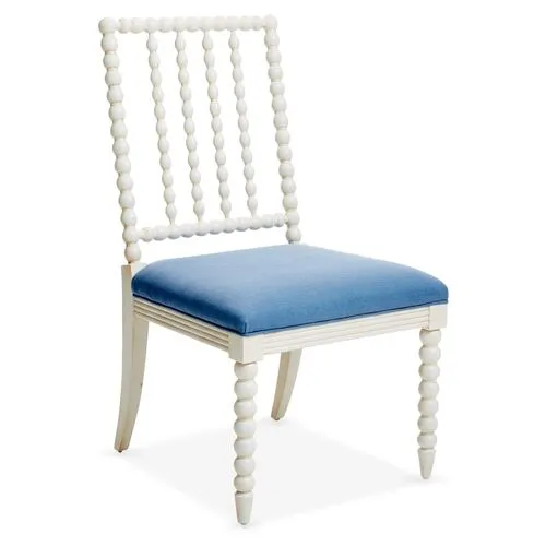 Barton Side Chair - Ivory/Chambray Linen - Blue