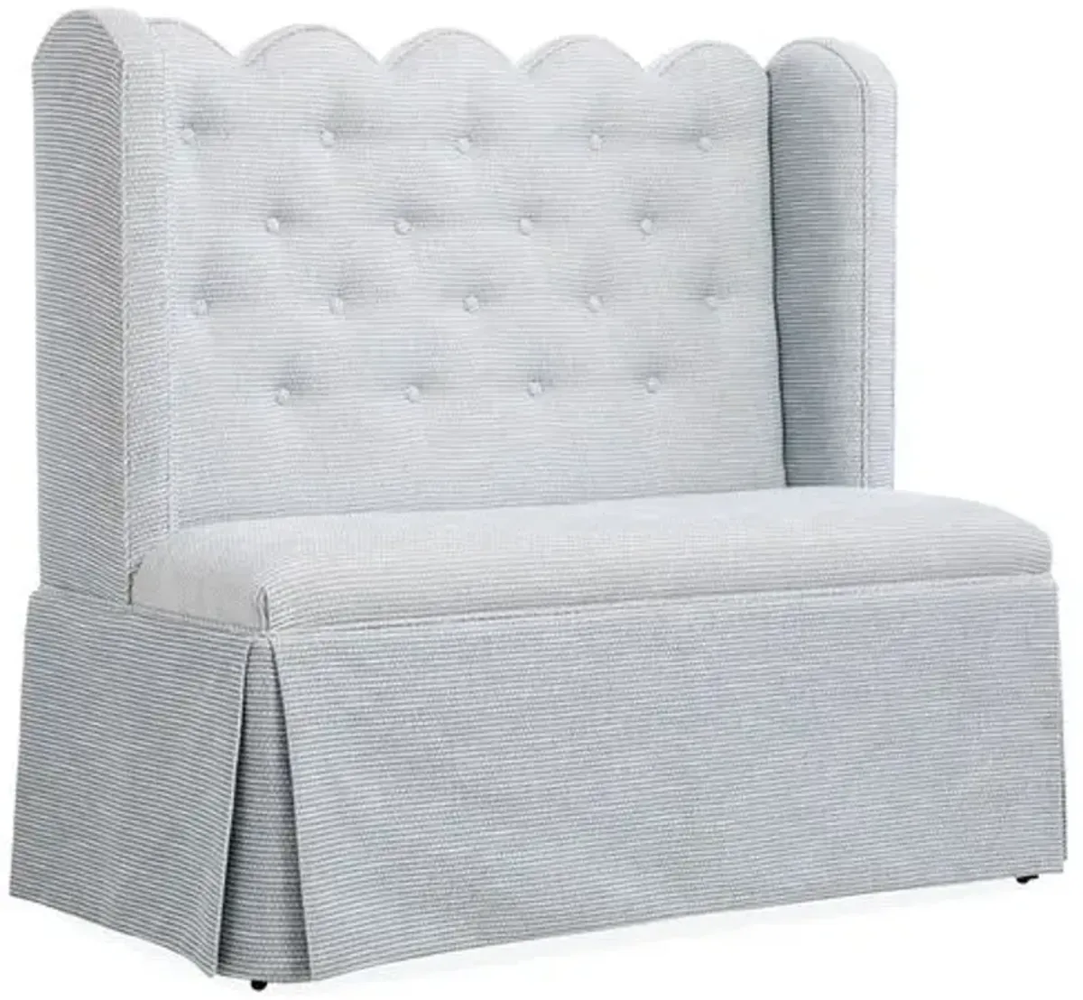 Regina Scallop Banquette - Handcrafted - Gray