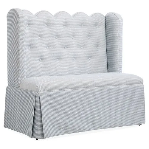 Regina Scallop Banquette - Handcrafted - Gray