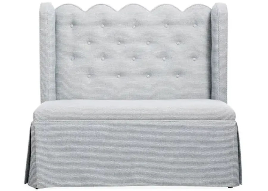 Regina Scallop Banquette - Handcrafted - Gray