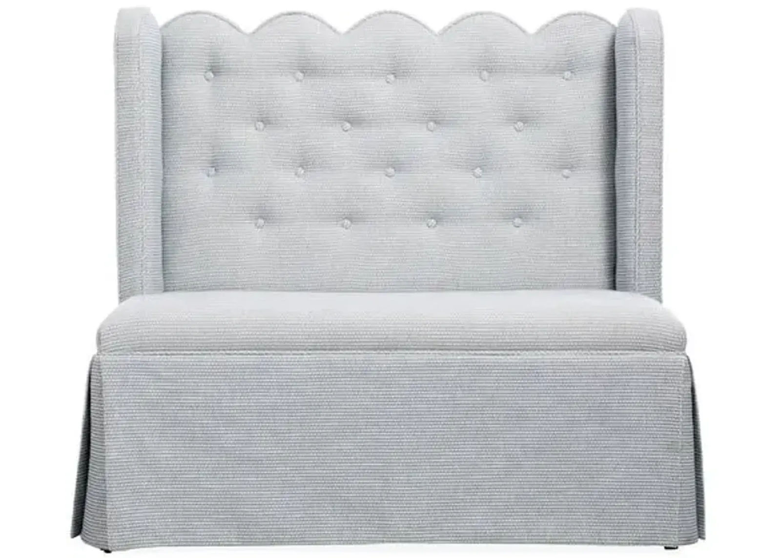 Regina Scallop Banquette - Handcrafted - Gray