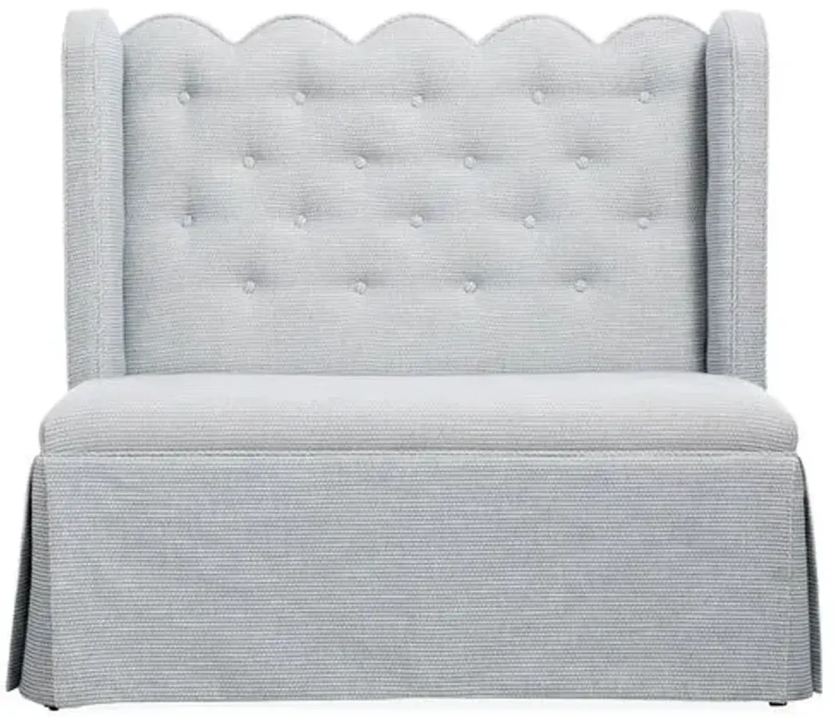 Regina Scallop Banquette - Handcrafted - Gray