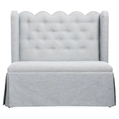 Regina Scallop Banquette - Handcrafted - Gray