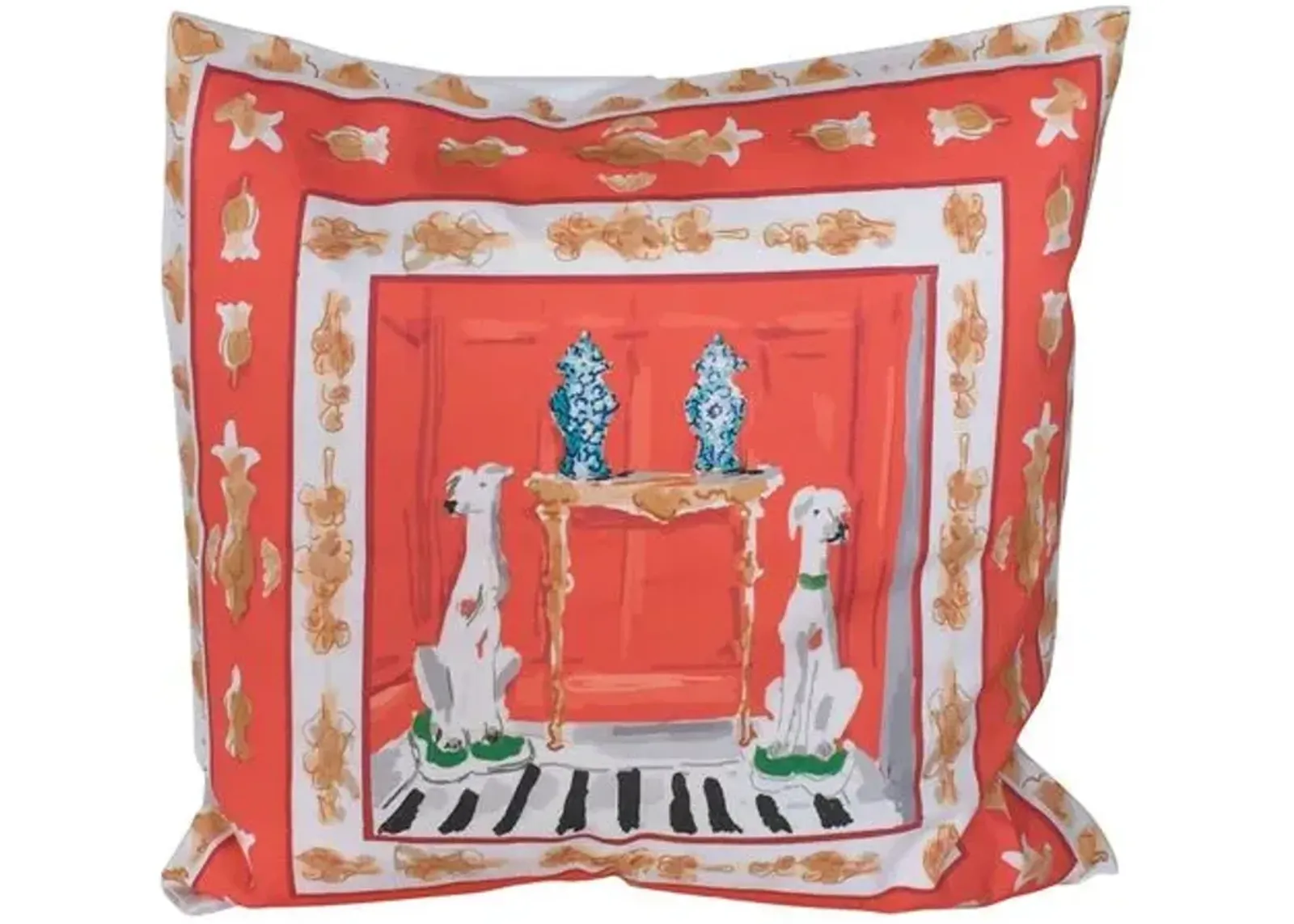 Dog 24x24 Pillow - Orange - Dana Gibson