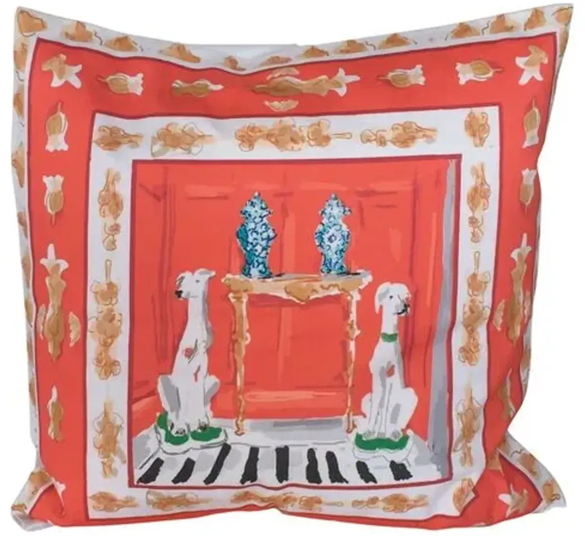 Dog 24x24 Pillow - Orange - Dana Gibson